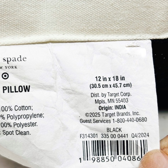 Kate Spade Target Beaded Toss Pillow Black White Take It Easy 12x18 - Picture 8 of 9